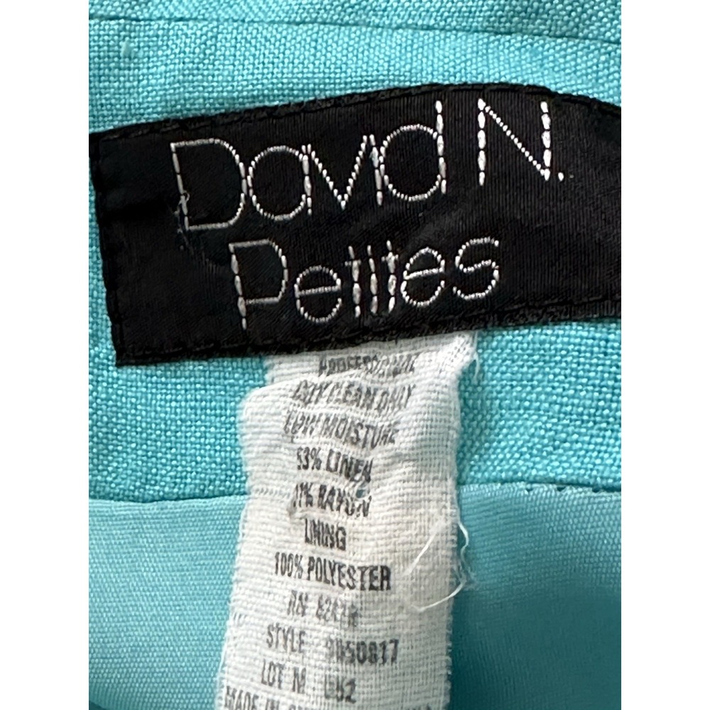 David N Petites Aqua Blue Linen Jacket Zip Up Lightweight Size (14) (See below) - Picture 6 of 16